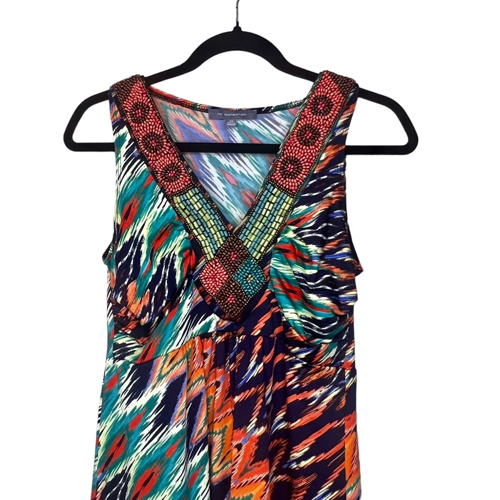 Ny Collection Long Beaded Boho Maxi Dress Sleevel… - image 5